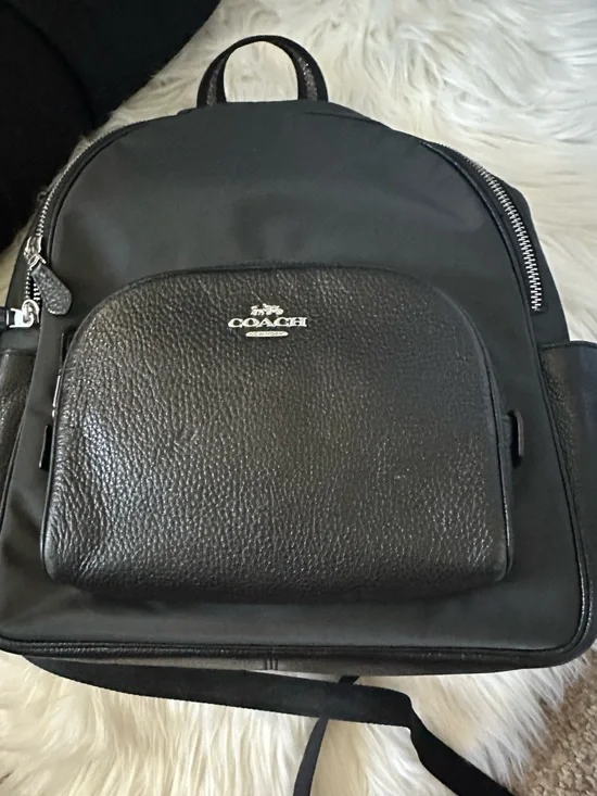 Coach Black Nylon and Leather Front-Pocket Backpack - Picture 2 of 13